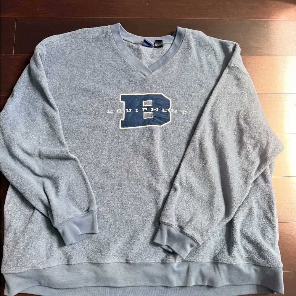 Vintage Bum Equipment Men's Light Blue V-Neck Fleece Sweatshirt